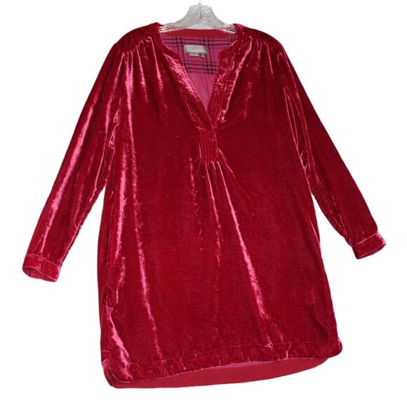 Anthropologie Melody Velvet Tunic Dress Pockets Fuchsia Size XS ** flaw‎ see pic - Picture 1 of 10